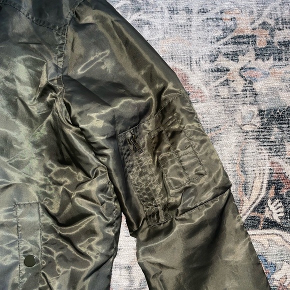 Olive Green Bomber Jacket - Picture 3 of 5